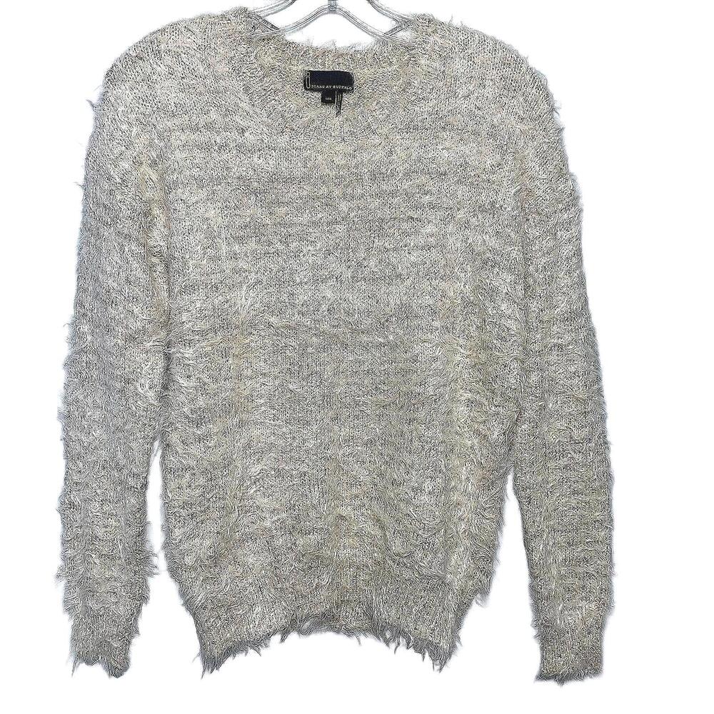 I Jeans By Buffalo Super Soft Cream & Sequins Crew Neck Sweater Size M